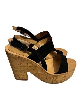 Dolce Vita Black Suede Cork Platform Wedges
